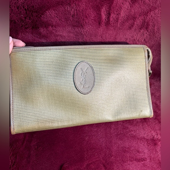 YSL Large Vintage Clutch - Dark Gold and Tan with monogrammed lining - Picture 16 of 16